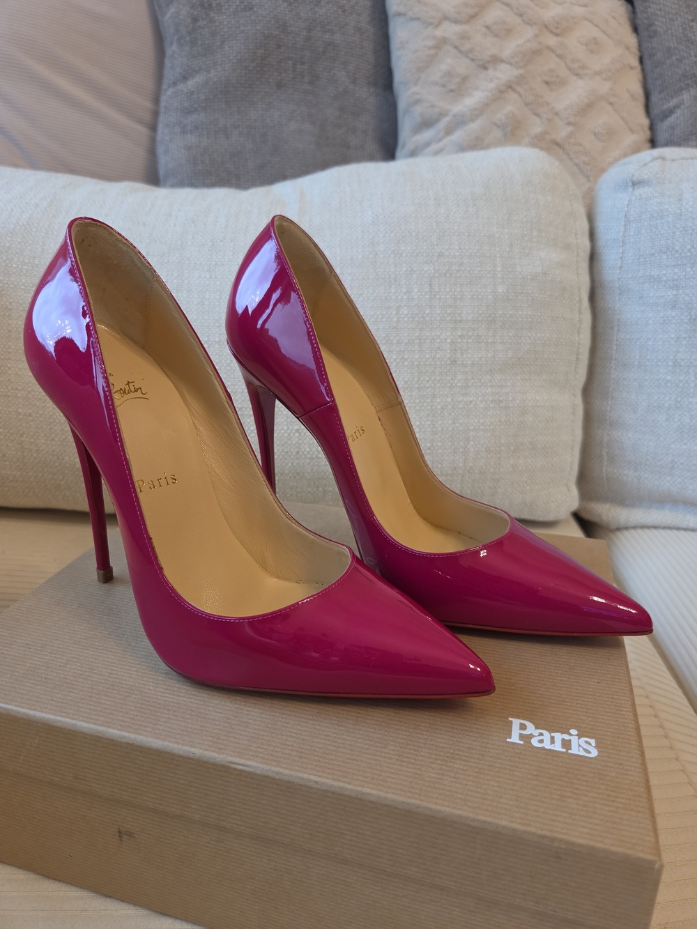 Christian Louboutin Fuchsia Patent Leather Pointed-Toe Pumps